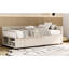Lit plateforme simple en velours beige avec rangement intégré et tiroirs Extra A Chic-1335479503
