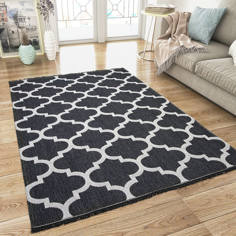 Ingham Moroccan Cotton Hand Woven Area Rug, Rectangle 190 x 290cm