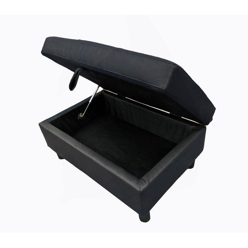 Ensemble de canapé modulaire, canapé en similicuir avec repose-pieds et rangement libre, Similicuir noir