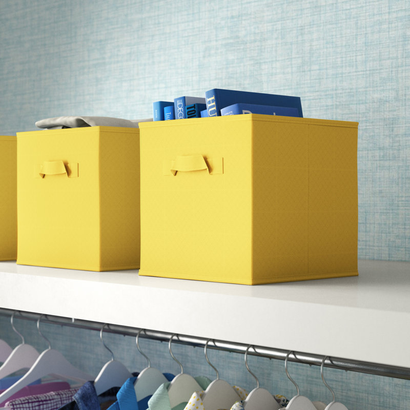 Wayfair Basics™ Fabric Decorative Bin, 27cm H x 21.5cm W x 24.5cm D, Yellow