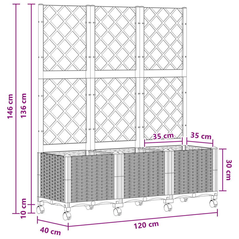 Planter Box, 146cm H x 120cm W x 40cm D, Light Grey