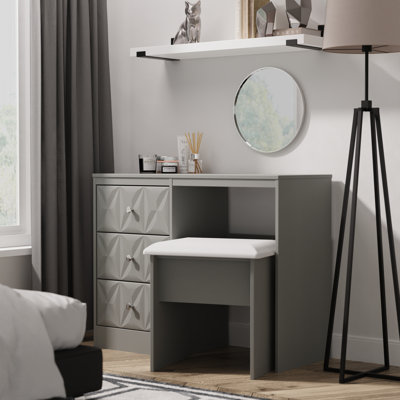 San Jose 3 Drawer Desk/ dressing Table in Dusk Grey (Ready Assembled)