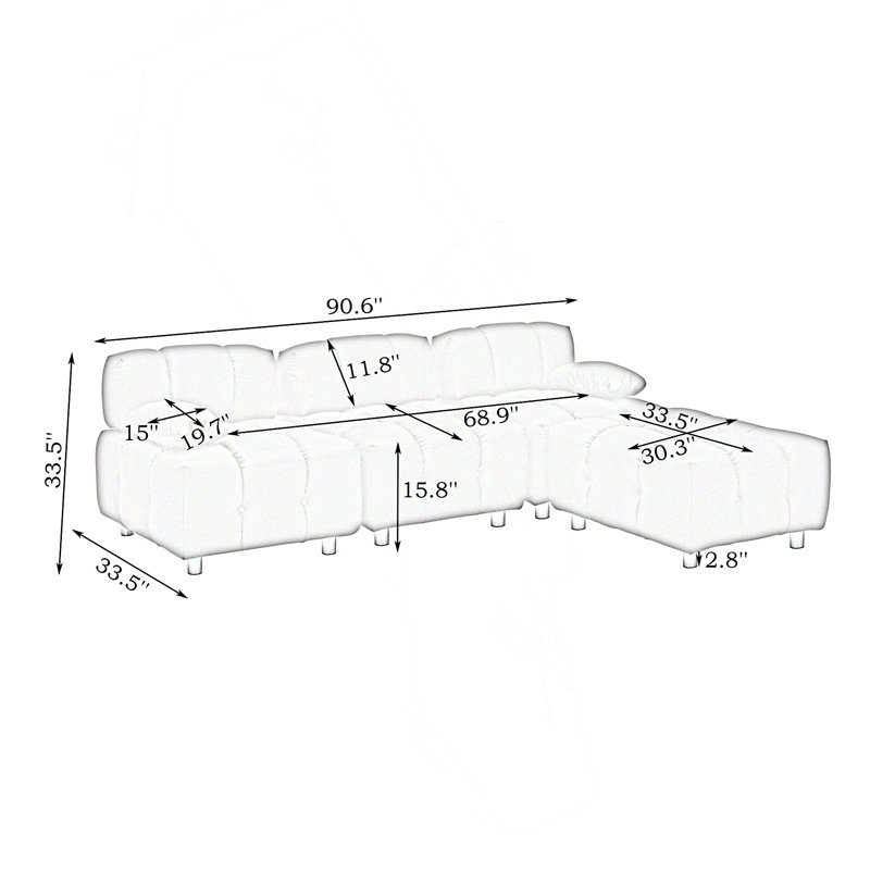Technology Cloth Sofa, L Shape Sofa, White