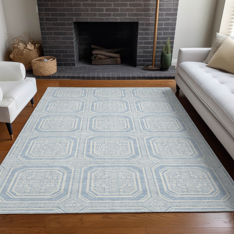 Machine Washable Indoor/Outdoor Claudian ACN1462 Sky Rug, Rectangle 3' x 5'