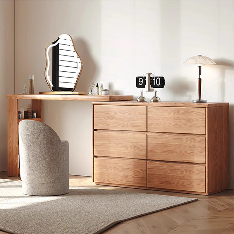 Coiffeuse avec miroir, 6 tiroirs, 1 chaise