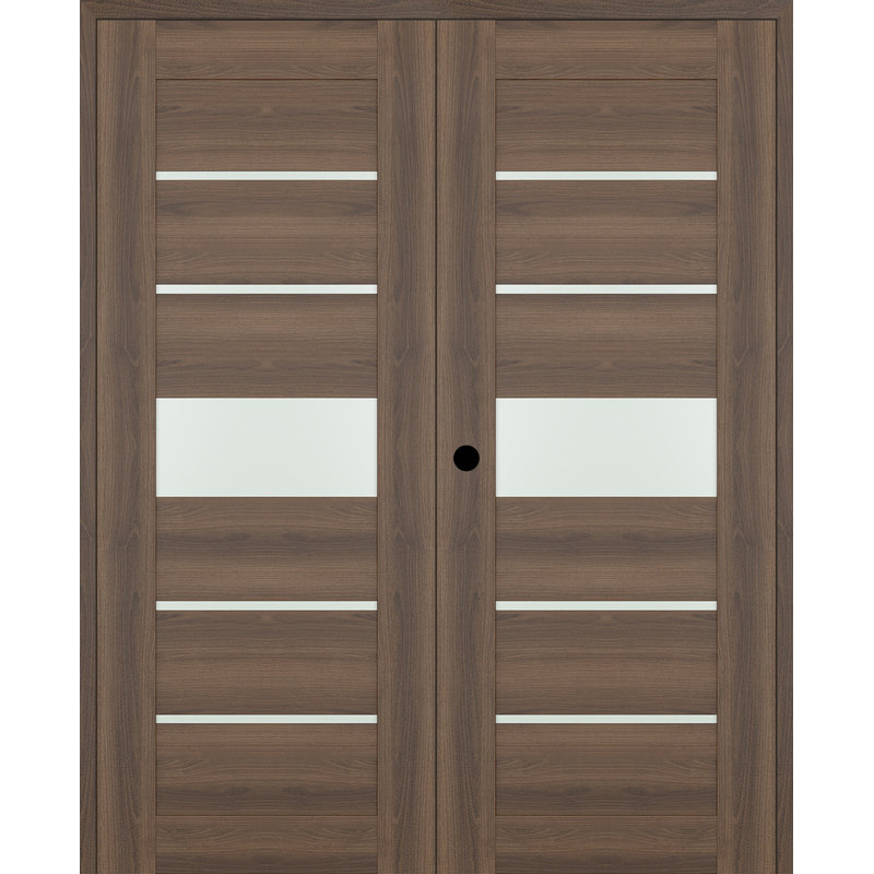 Portes françaises pré-finies en bois manufacturé à panneaux, 55,5 po x 95,24 po, Pacane, Droite