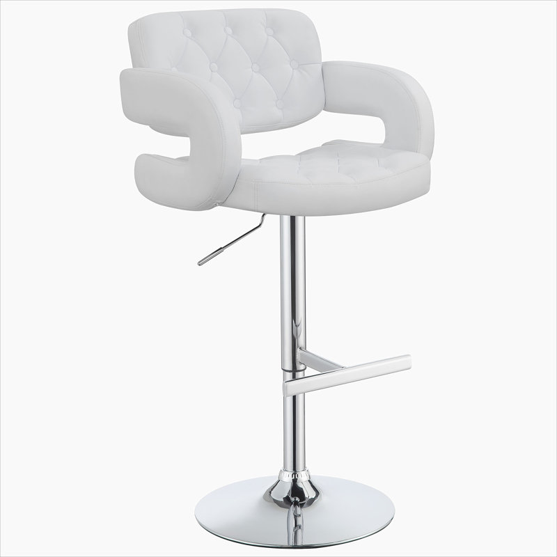 Chrome and White Adjustable Bar Stool