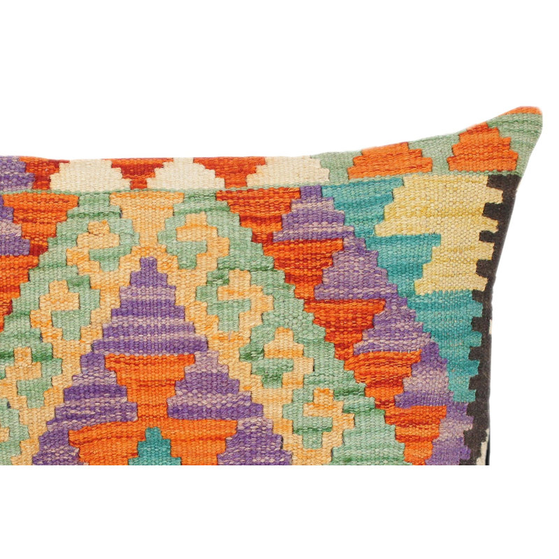 Tribal Kilim Pillows Geometric Throw Pillow, Beige/Orange/Blue