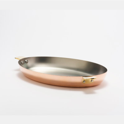 Mauviel Art Déco Copper Oval Pan With Brass Handles, 11.8-In