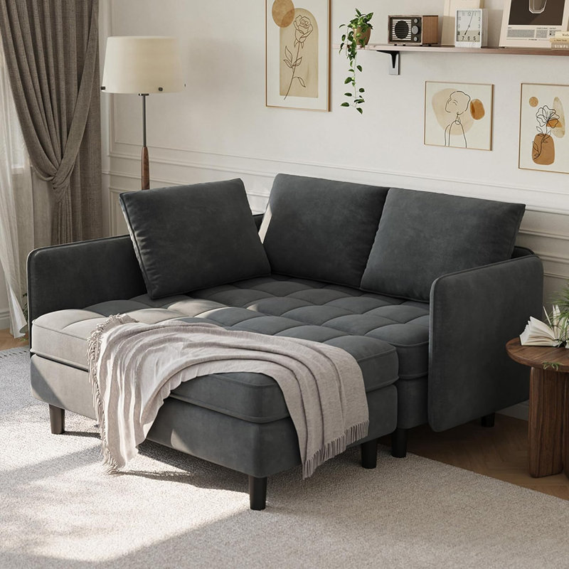 Canapé modulaire en L de 75,5 pouces avec rangement, canapé modulaire à 4 places, canapé-lit à siège profond confortable avec coussins de dossier moelleux, canapé en chenille moderne et confortable pour appartement