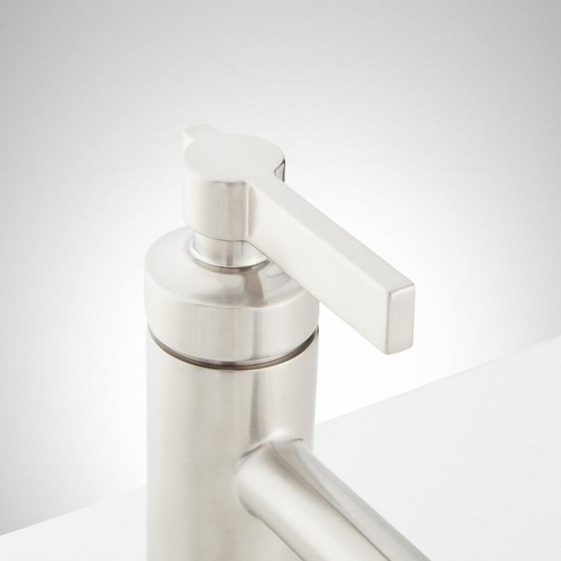 Greyfield 1.2 GPM Single Hole Bathroom Faucet with Metal Lever Handle and Pop-Up Drain Assembly, Brushed Nickel