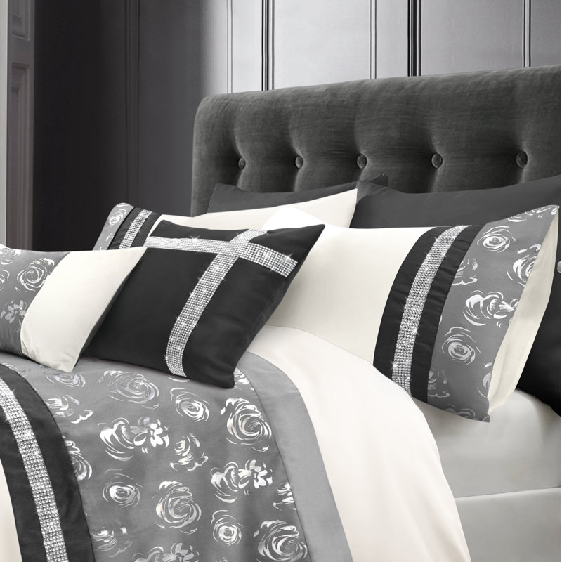 Ordan Abstract Duvet Cover Set, King, Grey