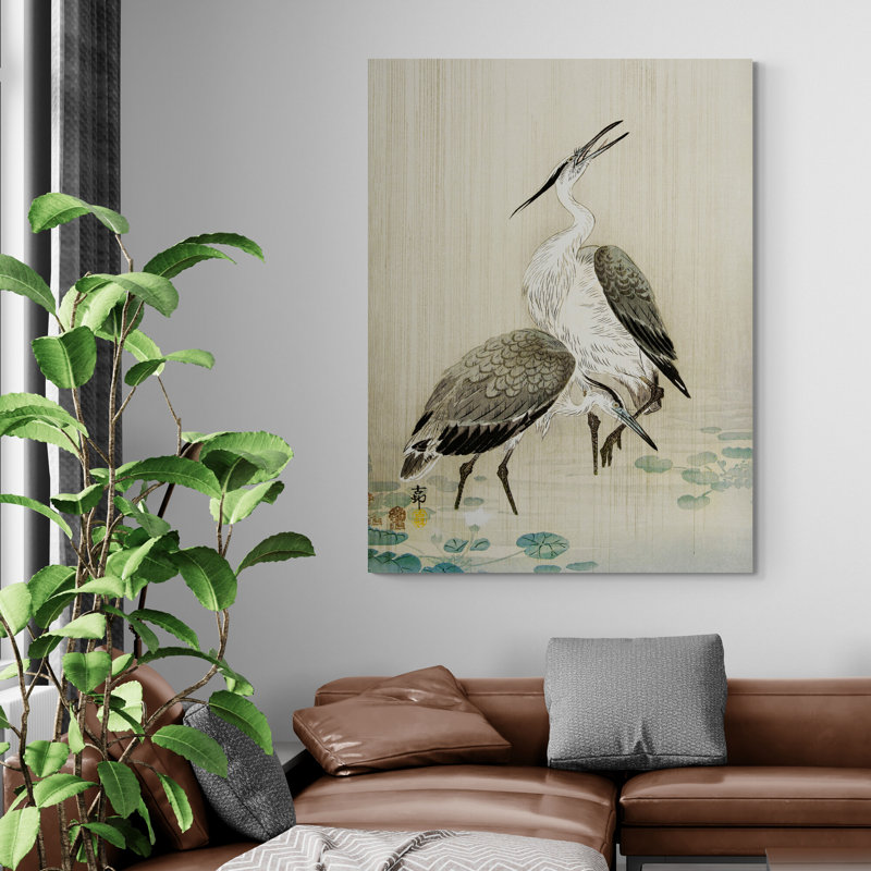 Two Herons In The Rain by Ohara Koson - Wrapped Canvas Print, 31" H x 21" W