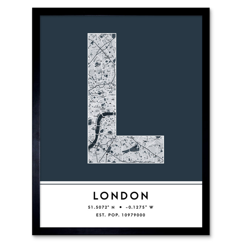 London City Map London Navy by Wee Blue Coo - Single Picture Frame Typography