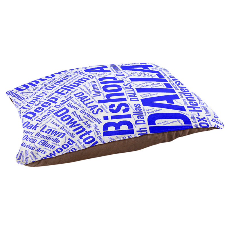 Coussin de chien « districts », Moyen (H 9,5 po x l 28 po x P 18 po), Bleu, Dallas