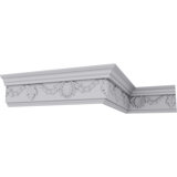 6 1/4"H x 3 3/8"P x 7"F x 94 1/2"L, (16" Repeat), Shell Crown Moulding