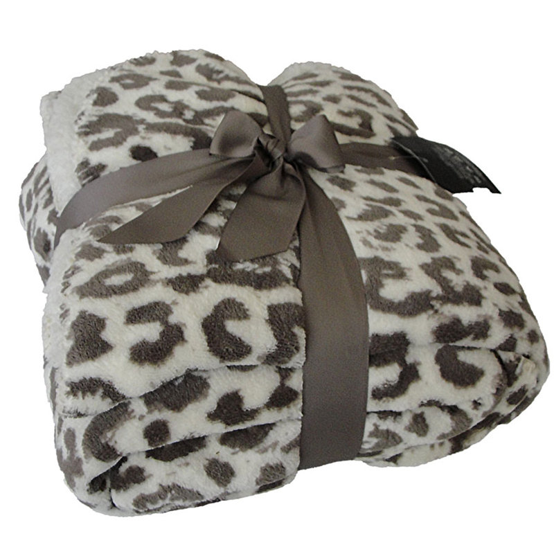 Jeté en molleton Sherpa, Imprimé léopard beige