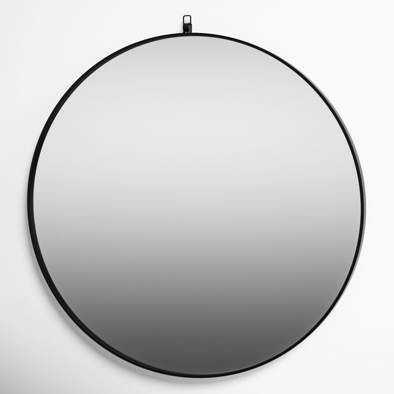 Cassie Metal/Manufactured Wood Round Wall Mirror, 28" x 28" , Black