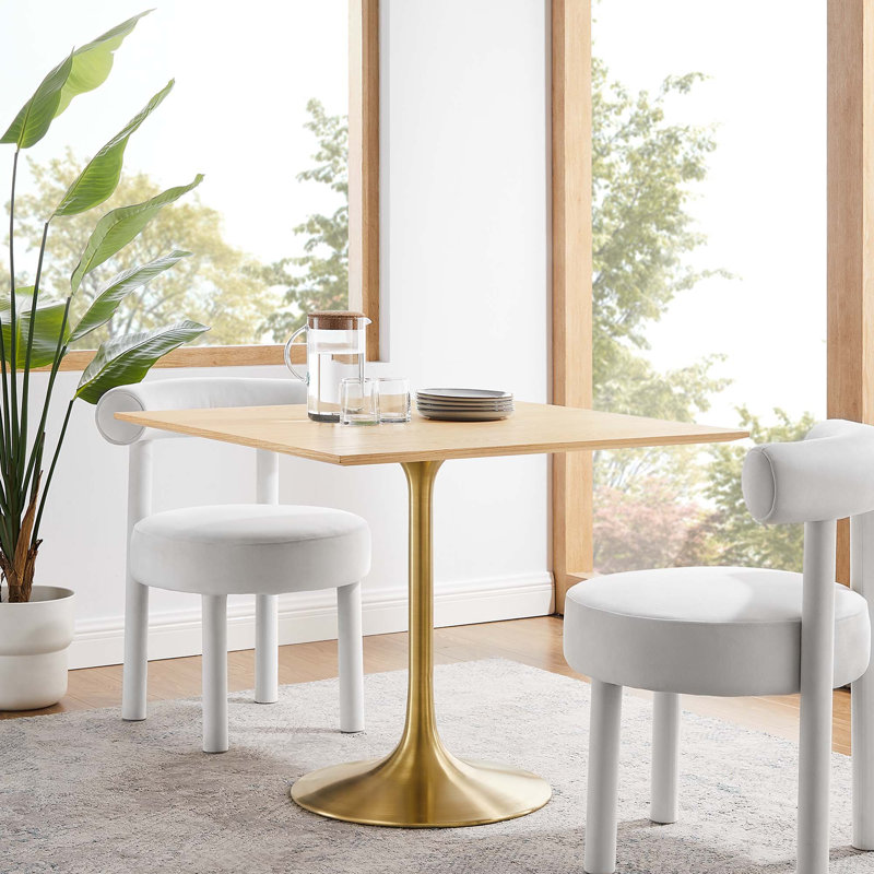 Table de salle à manger Lippa par Modway, Naturel, Or, L 36 po x l 36 po