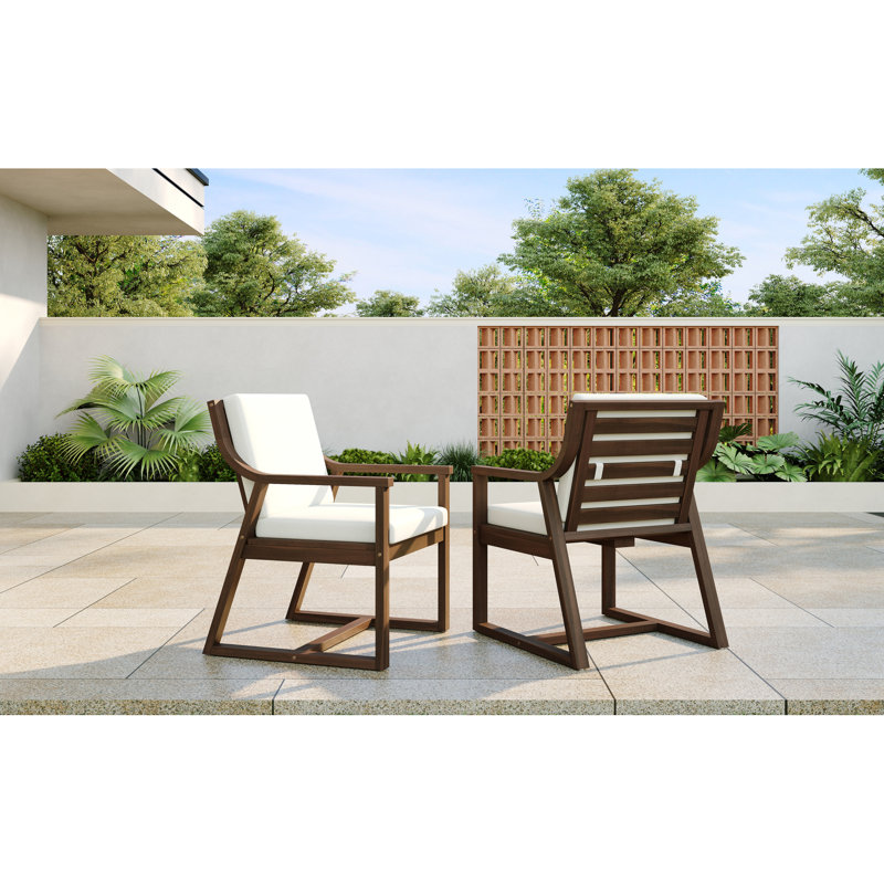 Chaises de salle à manger de confort de patio, fauteuils modernes en bois d'acacia