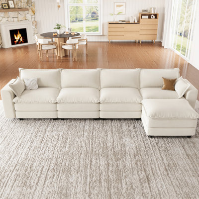 Canapé modulaire en L pour salon, beige