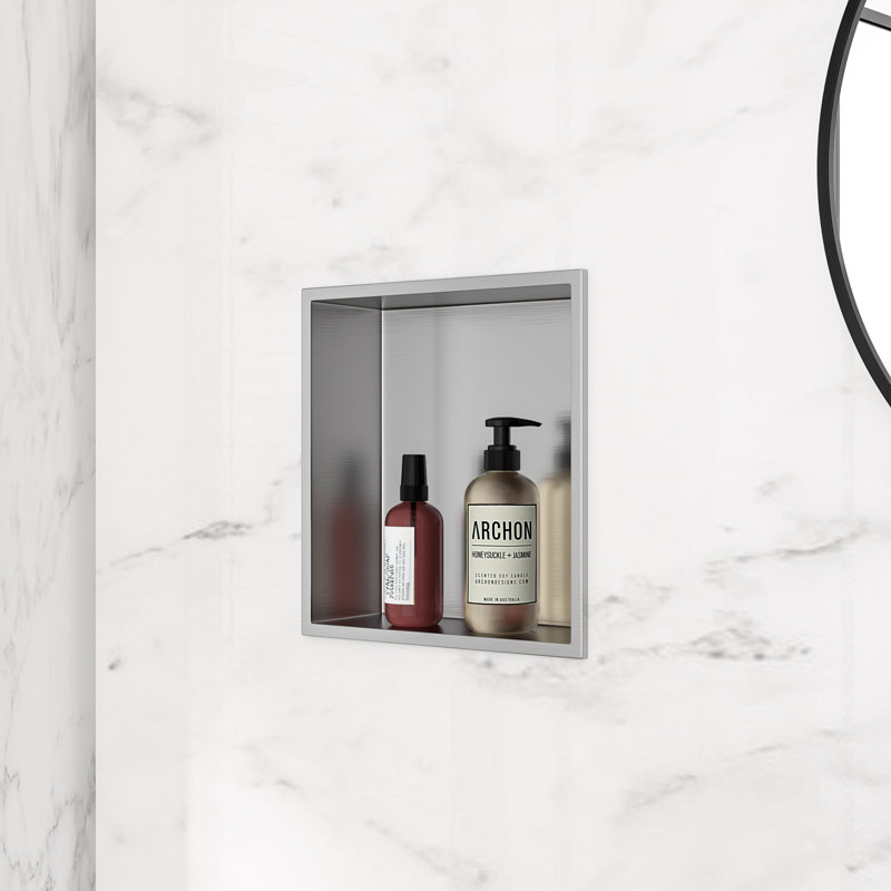 Niche de douche de salle de bain l 12 po x H 12 po, niche murale carrée en acier inoxydable, nickel brossé, Nickel brossé