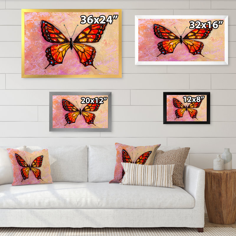 Abstract Monarch Butterfly II " Abstract Monarch Butterfly II " Painting Print, Black Picture Framed, 8" H x 12" W x 1" D
