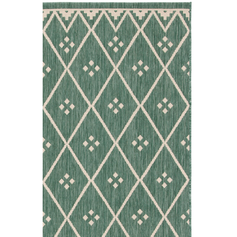 Tapis d'intérieur / extérieur à motif géométrique Courtyard Performance, Rectangle 8 pi x 10 pi