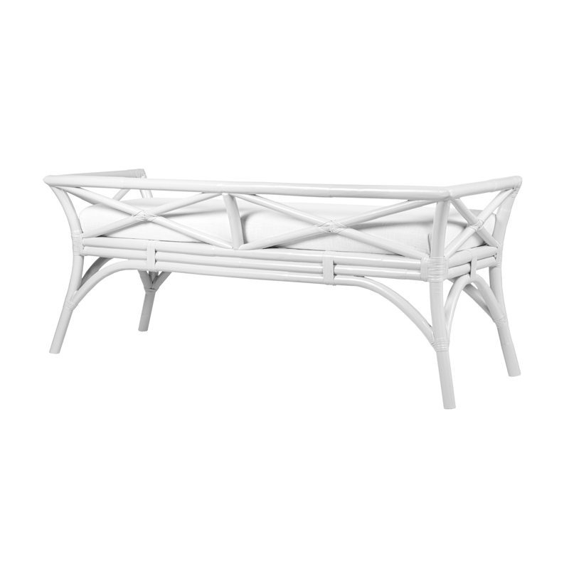 Wicker Bench, White
