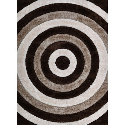 Tapis géométrique moderne brun et beige RugGuy - pour salon, salle à manger - 7 pi 10 po x 10 pi 2 po, sans abri, facile à nettoyer