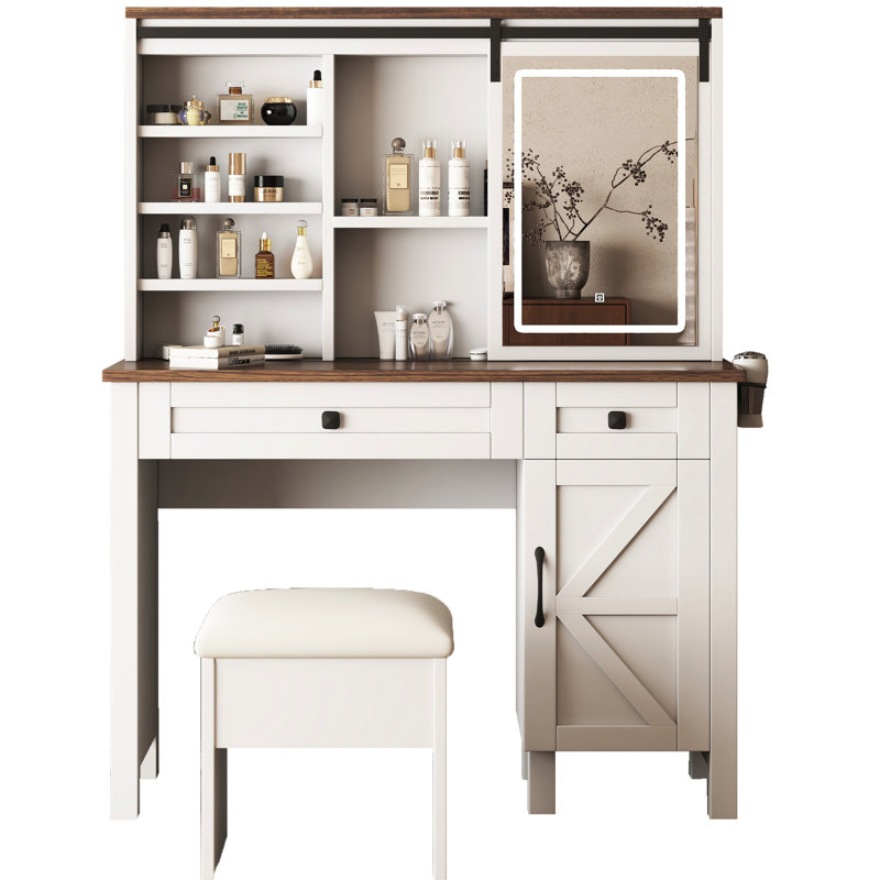 Meuble-lavabo avec miroir coulissant et armoire