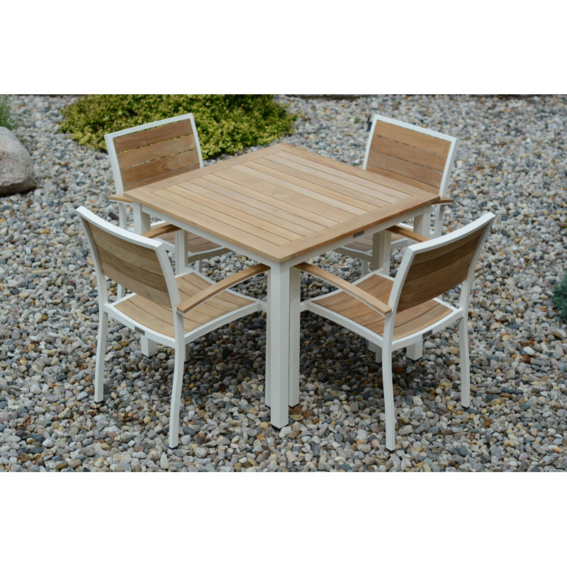 SoHo Teak Aluminum Outdoor Stacking Armchair, White