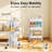 3-Tier Metal Rolling Utility Cart with Handle and Lockable Wheels, Anti-tipping Storage Organizer-101140670