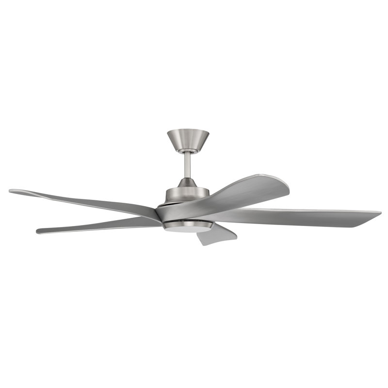 Ventilateur de plafond standard à 5 pales 52 "Captivate, Nickel poli brossé / brun clair