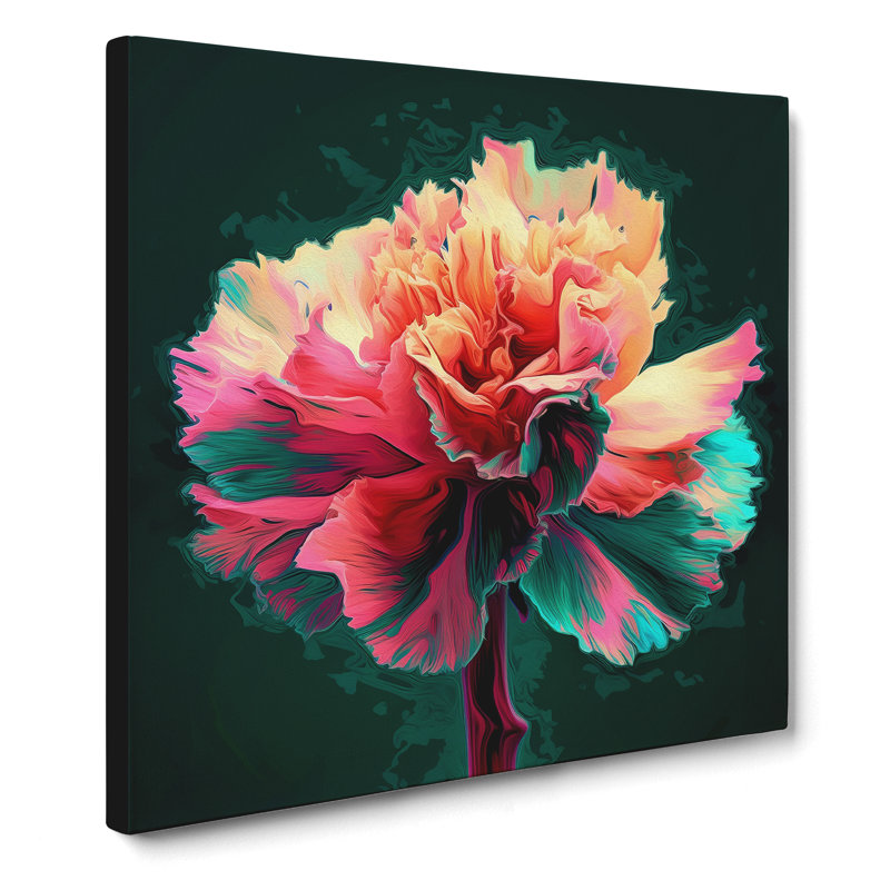 Carnation Flower Glitch - Wrapped Canvas, 35cm H x 35cm W x 3cm D