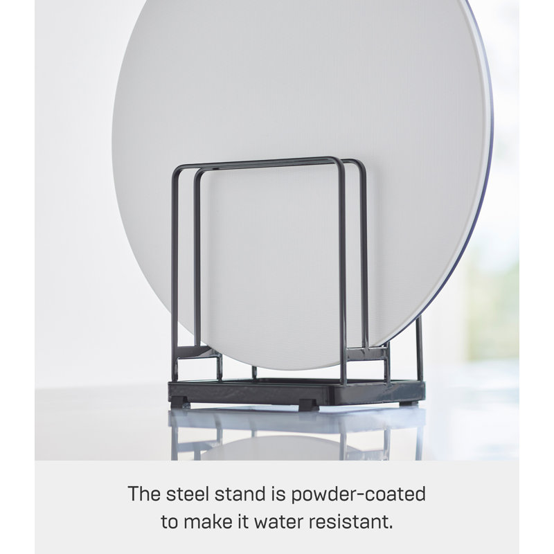 Black Steel Cylinder Crock Cutting Board Stand