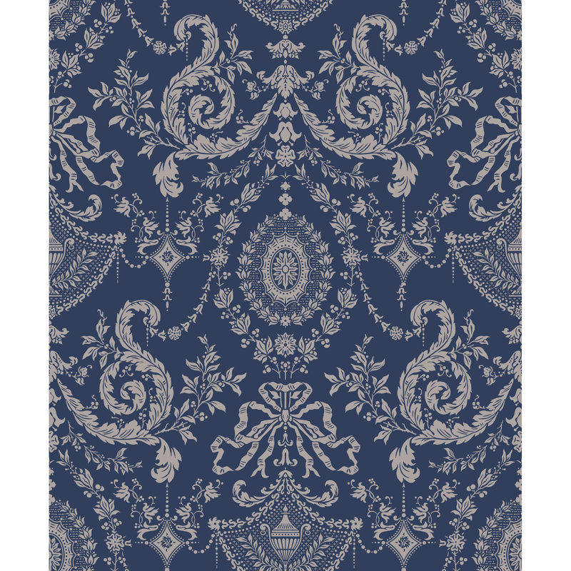 Damask Wallpaper Roll, Blue