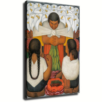 The Flower Vendor by Mexican Artist Diego Rivera (9) Canvas Wall Art Framed Ready to Hang Living Room Bedroom Home Decor