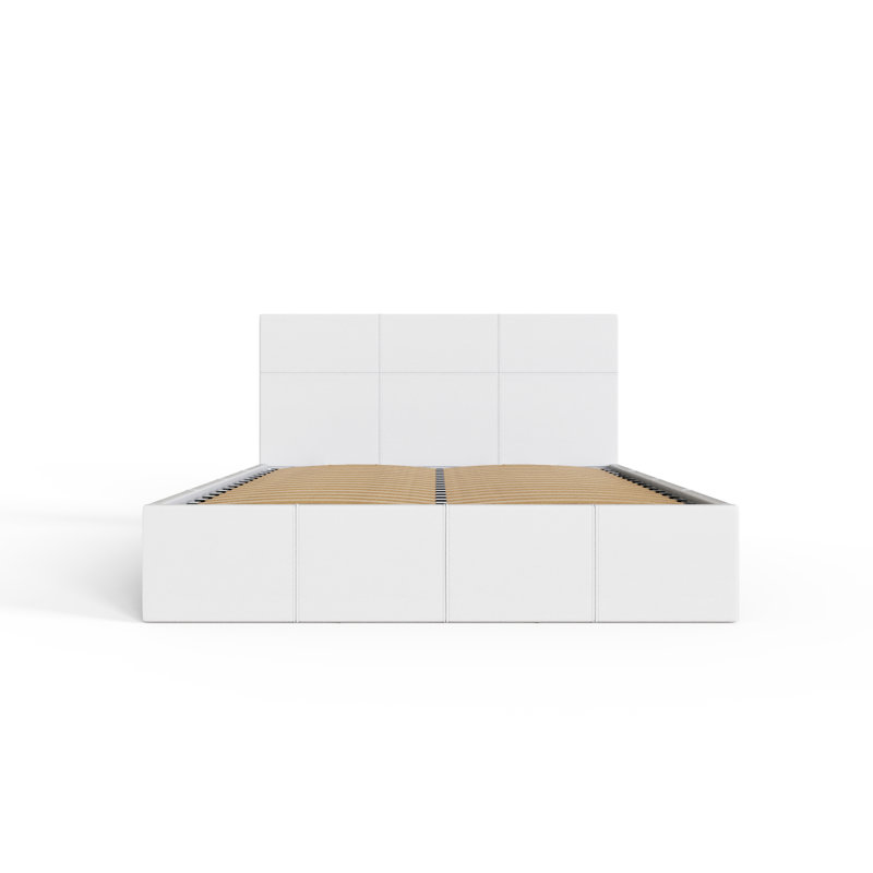 Basso Upholstered Ottoman Storage Bed, Kingsize (5'), White