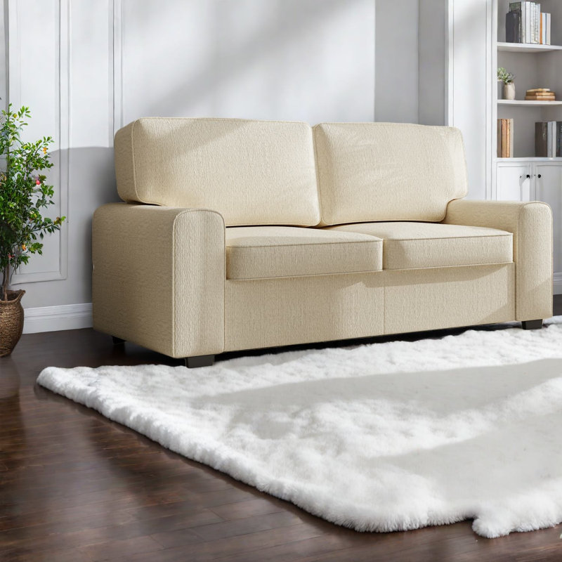 Modern Cozy Loveseat Sofa, Durable Chenille Fabric, Compact Design For Living Room