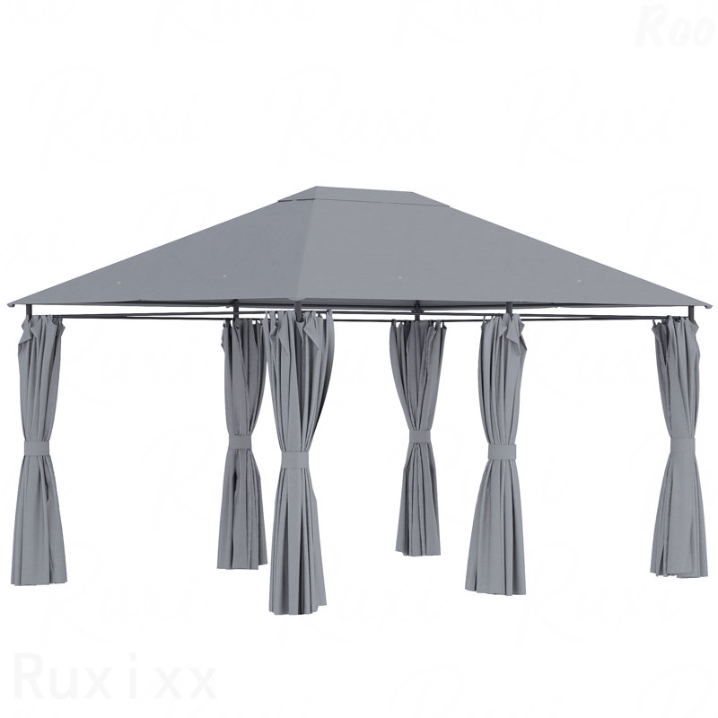 Pavillon de jardin en acier 10 x 13 pi, pour utilisation dans le jardin avec parois latérales amovibles (kaki), Gris