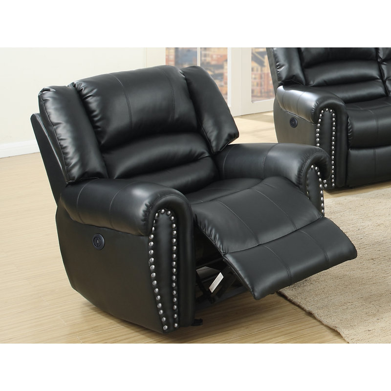 Lower Faux Leather Power Recliner, Black