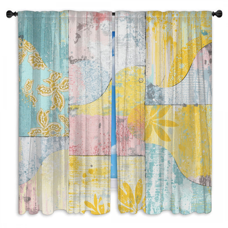 Patchwork de rideaux de fenêtre Patchwork, 56 po x 76 po - 2 panneaux, Transparent