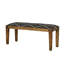 Élégant banc rembourré en noir et blanc pour la décoration intérieure en bois de manguier contemporain avec tissu
