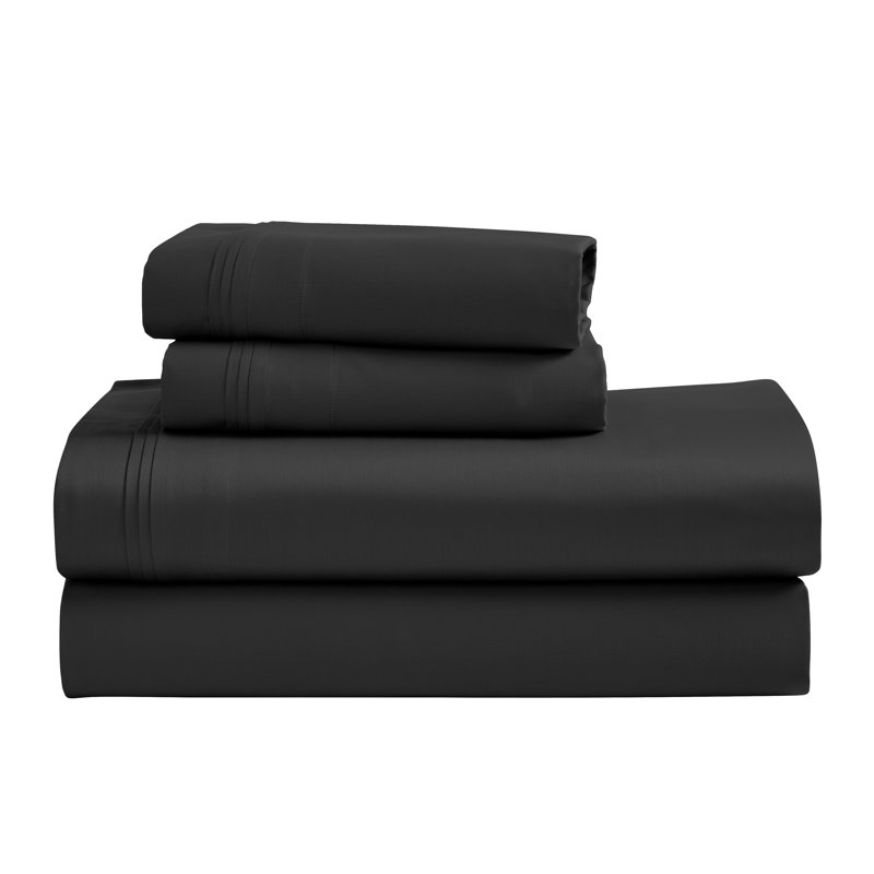 Certified Egyptian Cotton Deep Pocket Solid Luxury 1500 Thread Count Sheet Set, California King Sheet Set, Black