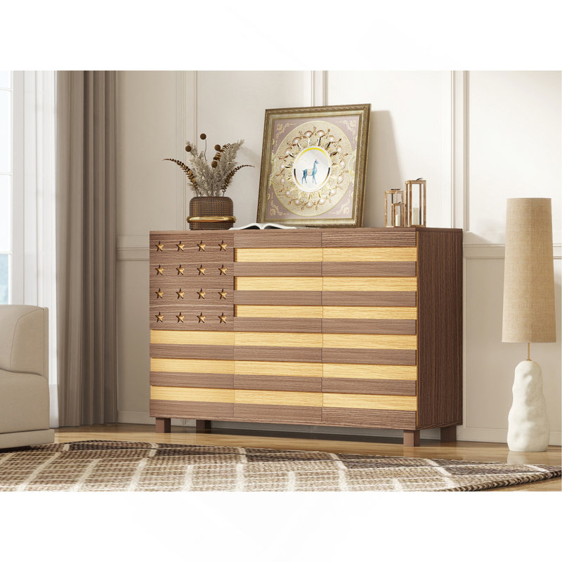 55"Buffet Sideboard Cabinet Storage: Versatile Kitchen Storage Cabinet With Hand Carved Craftsmanship Featuring 2 Drawers And 3 Doors, This Piece Doubles As A Coffee Bar Console With Adjustable Shelve