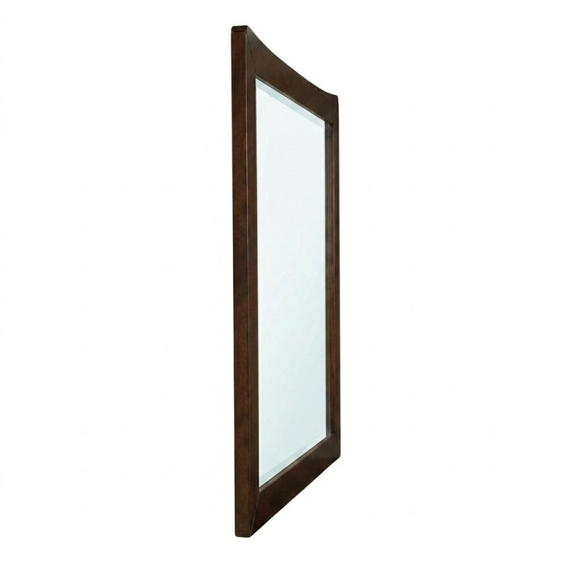 Azulai Brown Cherry 43.25 In. W X 38 In. H Modern Rectangle Wood Framed Mirror