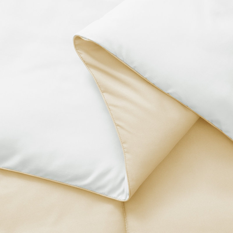All Season Down Alternative Reversible Comforter Set, Cream/White, Queen Comforter + 2 Standard Shams
