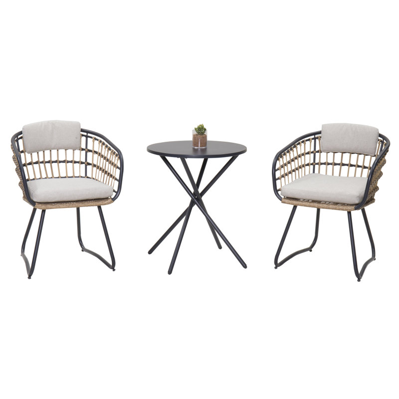 Compact Patio Dining Sets, Steel Wicker Modern Bistro Set For Patio