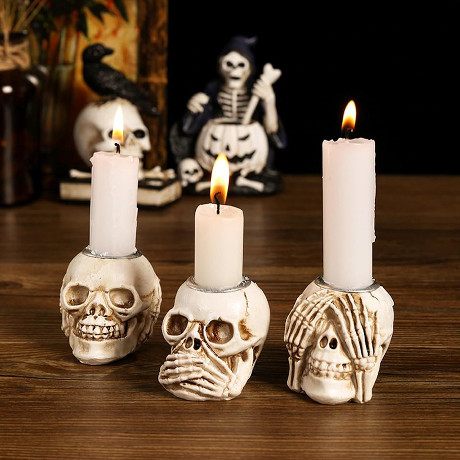 Halloween 12.5“H Glass/Metal Candle Holder